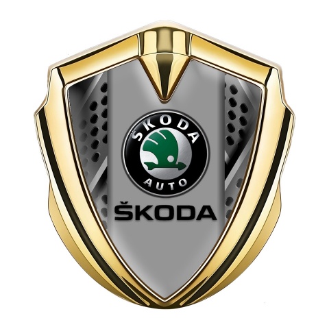 Skoda Fender Emblem Badge Gold Machine Parts Black Logo Variant