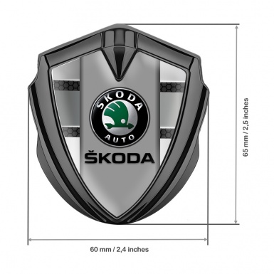 Skoda Emblem Self Adhesive Graphite Dark Hex Lines Black Logo Variant