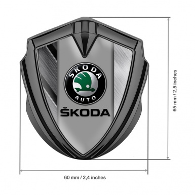Skoda Metal Emblem Badge Graphite Brushed Details Black Logo Edition