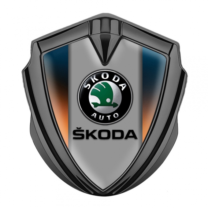 Skoda Domed Emblem Badge Graphite Color Gradient Dark Logo Design