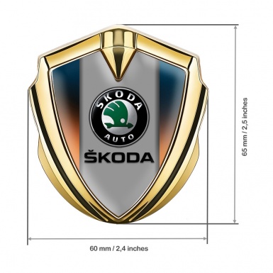 Skoda Domed Emblem Badge Gold Color Gradient Dark Logo Design