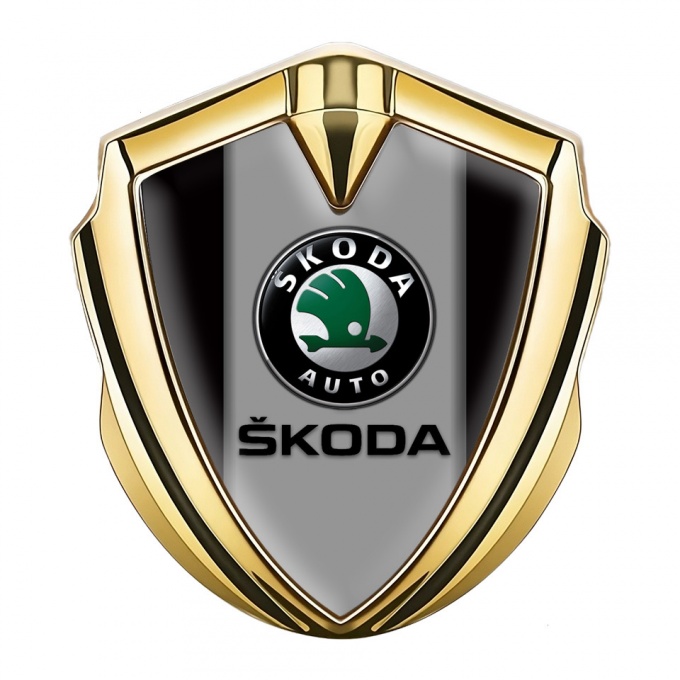 Skoda Emblem Ornament Gold Black Base Dark Logo Edition