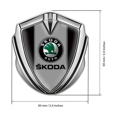 Skoda Emblem Ornament Silver Black Base Dark Logo Edition