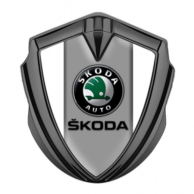 Skoda Bodyside Domed Emblem Graphite White Base Dark Logo Design