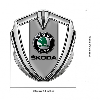 Skoda Bodyside Domed Emblem Silver White Base Dark Logo Design