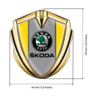 Skoda 3d Emblem Badge Gold Yellow Print Dark Logo Design
