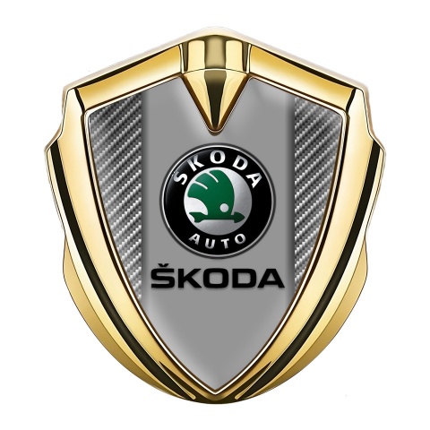 Skoda Silicon Emblem Badge Gold Light Carbon Dark Logo Edition