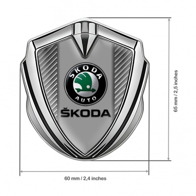 Skoda Silicon Emblem Badge Silver Light Carbon Dark Logo Edition