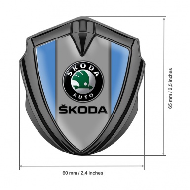 Skoda Metal Domed Emblem Graphite Glacial Blue Dark Logo Edition