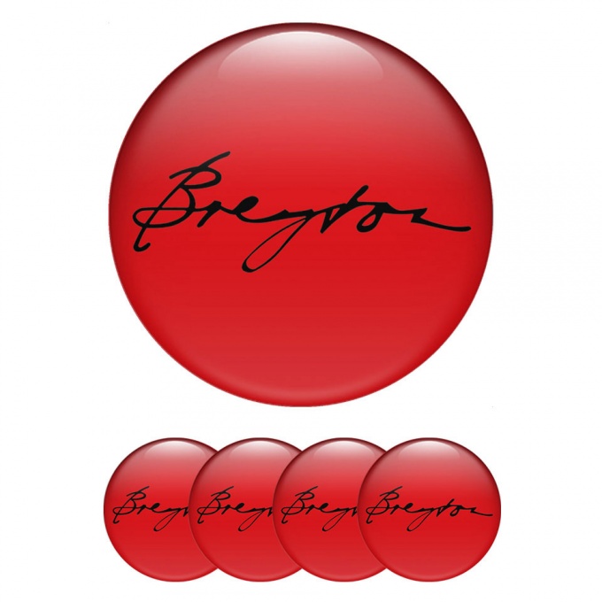 Breyton Emblems for Wheel Center Caps Red Logo Edition