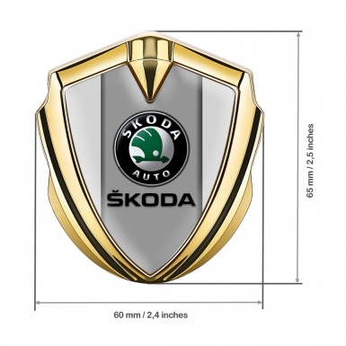 Skoda Badge Self Adhesive Gold Moon Grey Dark Logo Edition