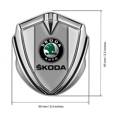 Skoda Badge Self Adhesive Silver Moon Grey Dark Logo Edition
