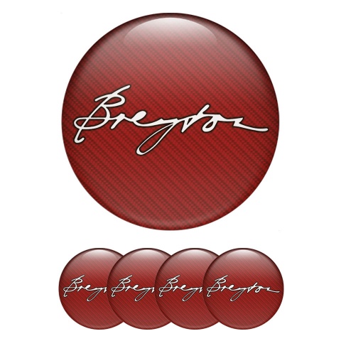 Breyton Silicone Stickers for Center Caps Red Carbon Logo Edition