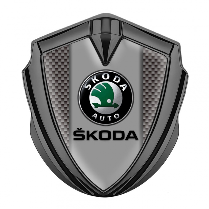 Skoda Emblem Fender Badge Graphite Grey Carbon Dark Logo Edition