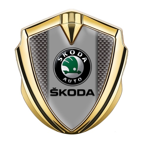 Skoda Emblem Fender Badge Gold Grey Carbon Dark Logo Edition