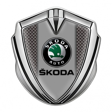 Skoda Emblem Fender Badge Silver Grey Carbon Dark Logo Edition