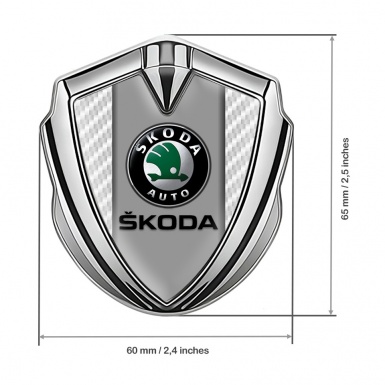 Skoda Fender Emblem Badge Silver White Carbon Dark Logo Design