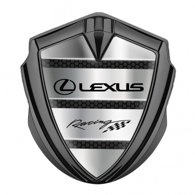Lexus Bodyside Domed Emblem Graphite Dark Hex Lines Racing Logo