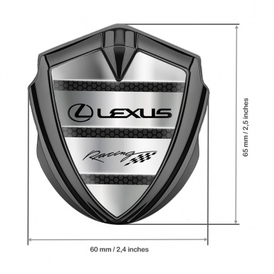 Lexus Bodyside Domed Emblem Graphite Dark Hex Lines Racing Logo