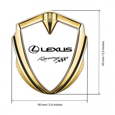 Lexus 3d Emblem Badge Gold White Print Racing Logo Design