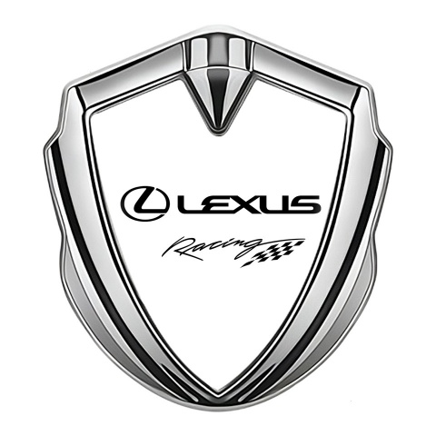 Lexus 3d Emblem Badge Silver White Print Racing Logo Design