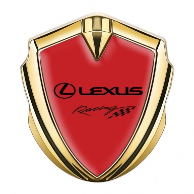 Lexus Silicon Emblem Badge Gold Crimson Print Racing Logo Design