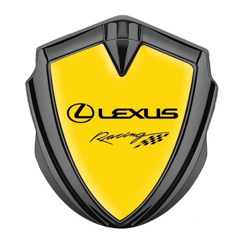 Lexus Emblem Car Badge Graphite Yellow Print Racing Logo Design