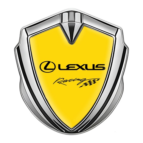 Lexus Emblem Car Badge Silver Yellow Print Racing Logo Design