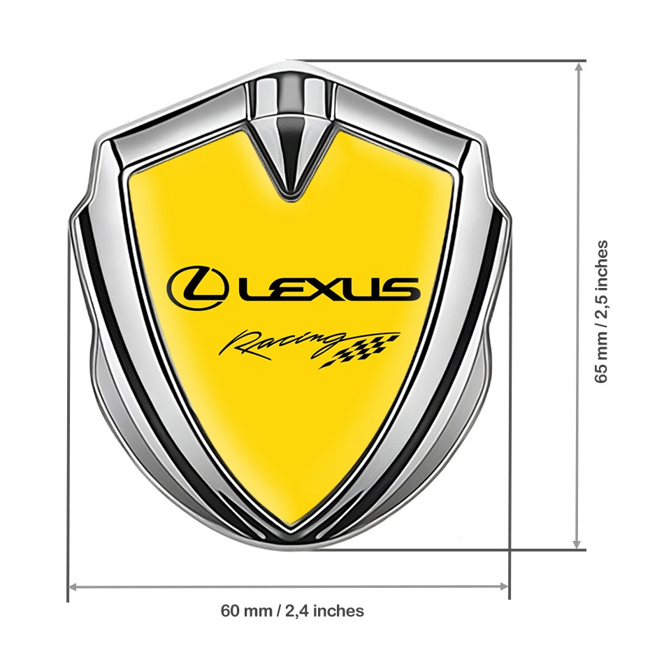 Lexus Emblem Car Badge Silver Yellow Print Racing Logo Design | Metal ...