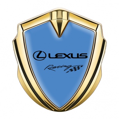 Lexus Bodyside Emblem Self Adhesive Gold Glacial Blue Racing Logo