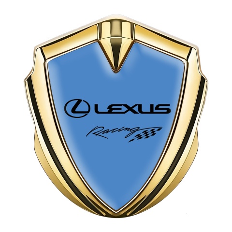 Lexus Bodyside Emblem Self Adhesive Gold Glacial Blue Racing Logo