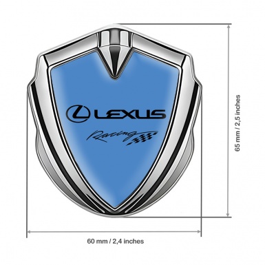 Lexus Bodyside Emblem Self Adhesive Silver Glacial Blue Racing Logo