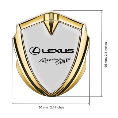 Lexus Metal Domed Emblem Gold Moon Grey Racing Logo Edition