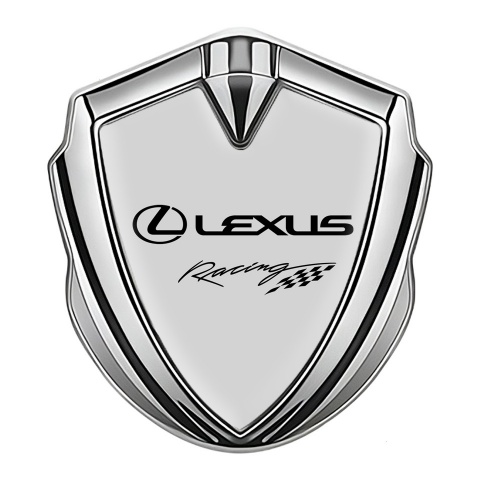 Lexus Metal Domed Emblem Silver Moon Grey Racing Logo Edition