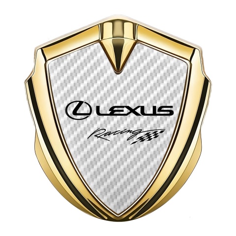 Lexus Badge Self Adhesive Gold White Carbon Racing Logo Edition