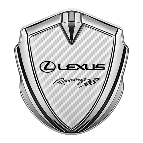 Lexus Badge Self Adhesive Silver White Carbon Racing Logo Edition