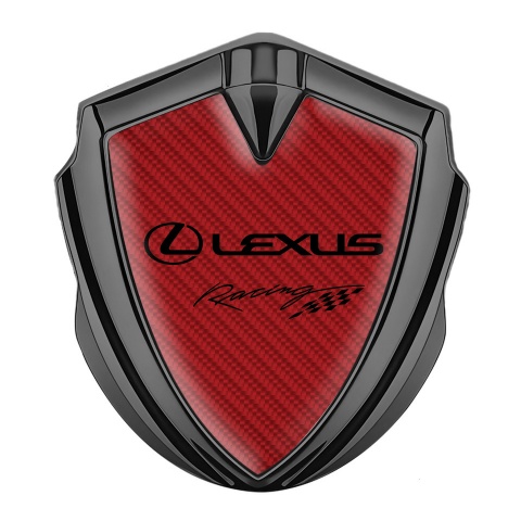 Lexus Emblem Badge Self Adhesive Graphite Red Carbon Racing Flag