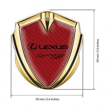 Lexus Emblem Badge Self Adhesive Gold Red Carbon Racing Flag