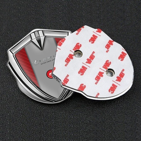 Lexus Metal Emblem Self Adhesive Silver Red Carbon F Sport Edition