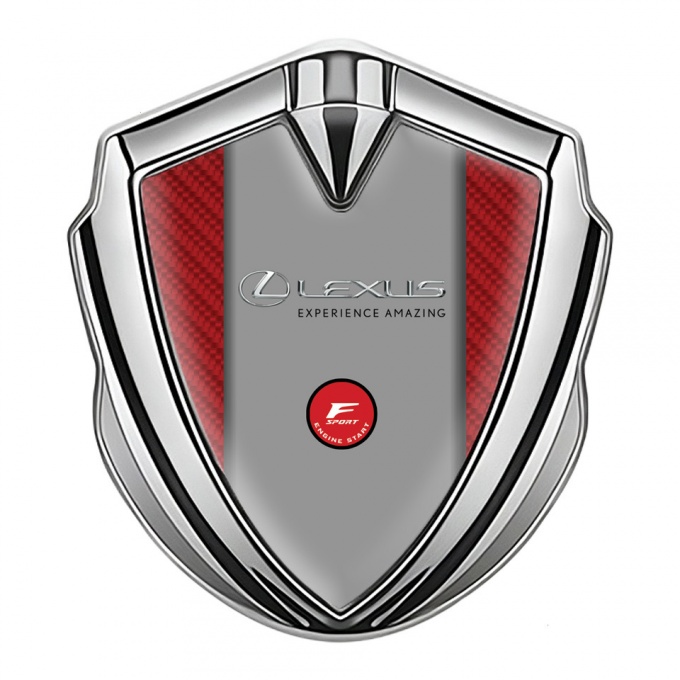 Lexus Metal Emblem Self Adhesive Silver Red Carbon F Sport Edition