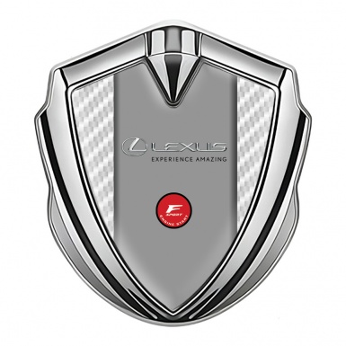 Lexus Fender Emblem Badge Silver White Carbon F Sport Edition