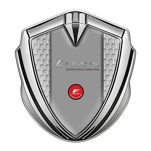 Lexus Emblem Trunk Badge Silver Grey Honeycomb F Sport Edition