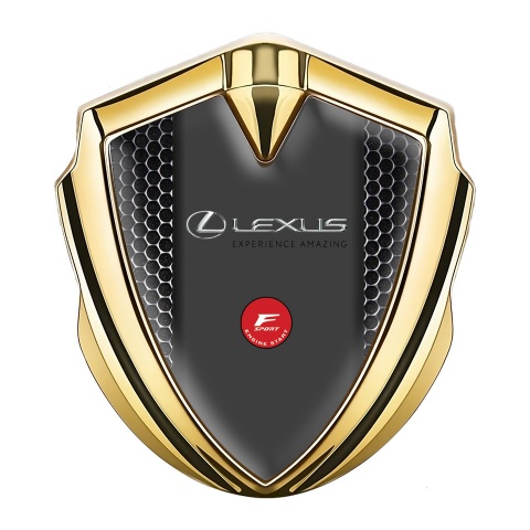 Lexus Bodyside Domed Emblem Gold Dark Mesh Motif F Sport Edition