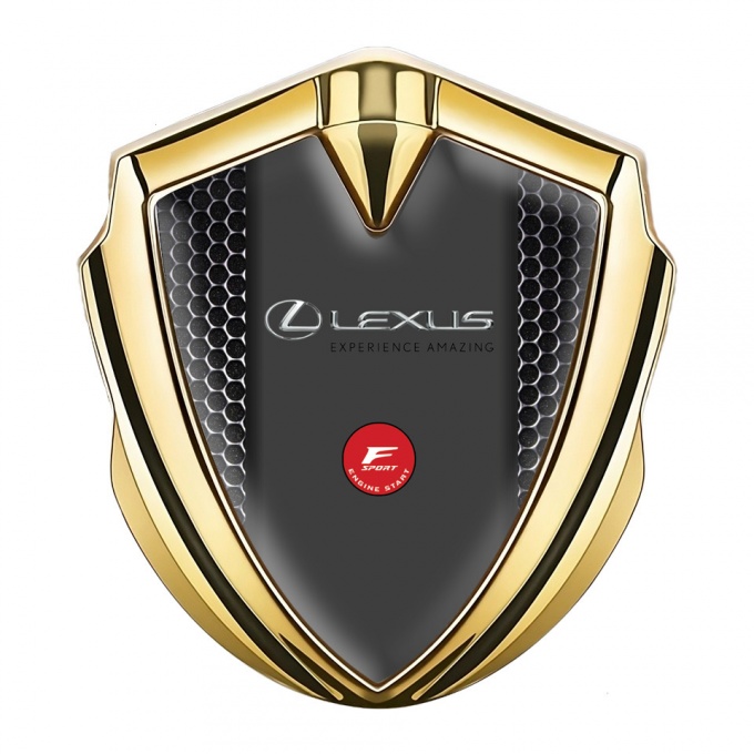 Lexus Bodyside Domed Emblem Gold Dark Mesh Motif F Sport Edition