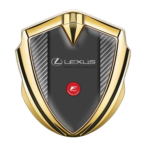 Lexus Emblem Metal Badge Gold Light Carbon Fiber F Sport Edition