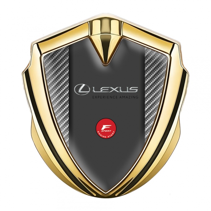 Lexus Emblem Metal Badge Gold Light Carbon Fiber F Sport Edition