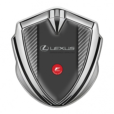 Lexus Emblem Metal Badge Silver Light Carbon Fiber F Sport Edition