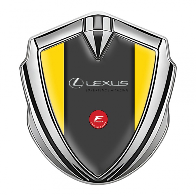 Lexus 3d Emblem Badge Silver Yellow Background F Sport Edition