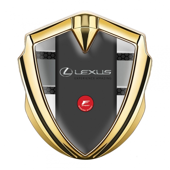 Lexus Badge Self Adhesive Gold Hexagon Elements F Sport Edition