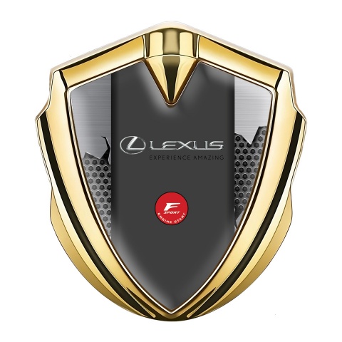 Lexus Fender Emblem Badge Gold Broken Steel Texture F Sport Logo